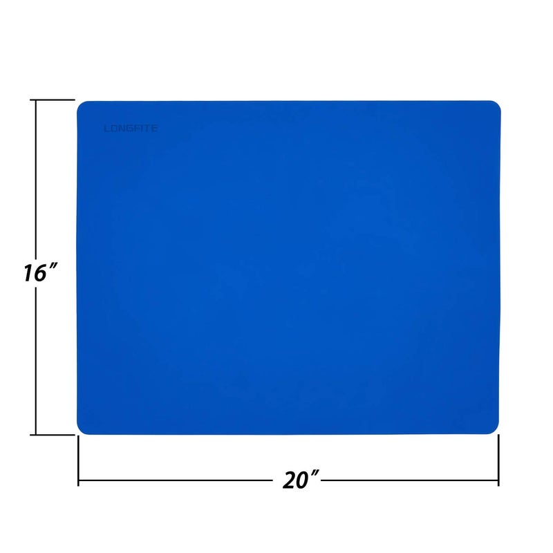 LONGFITE Large Silicone Counter Mat 19.68x15.74 inch Multipurpose Table Placemat Countertop Protector Baking Pastry Mat Nonstick, Nonskid and Heat Resistent (Large, Blue) - Image 2
